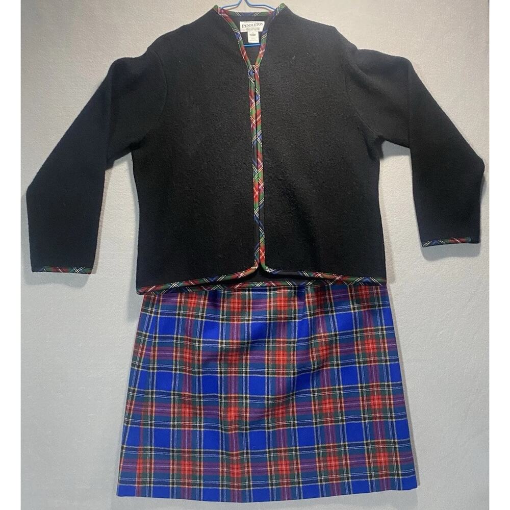 Pendleton Cardigan Sweater Women's XL 100% Merino Wool Zip Flannel & Skirt Sz 12